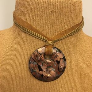 Gold/Brown/Bronze Glass Blown Short Necklace